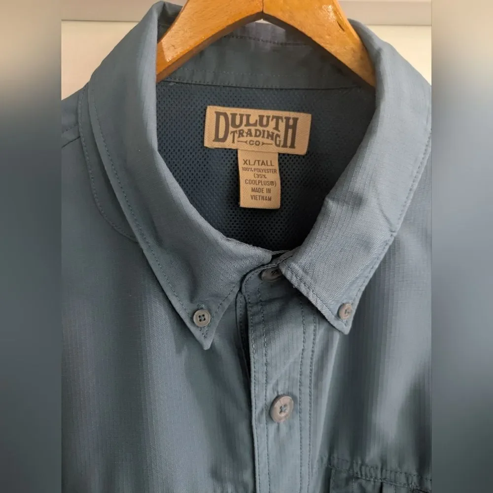 Duluth Trading Co Action Long Sleeve Shirt Blue Outdoors Mesh-lined Sun Protect